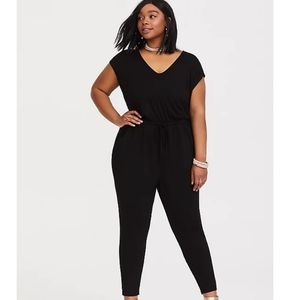 BLACK DOLMAN JERSEY JUMPSUIT